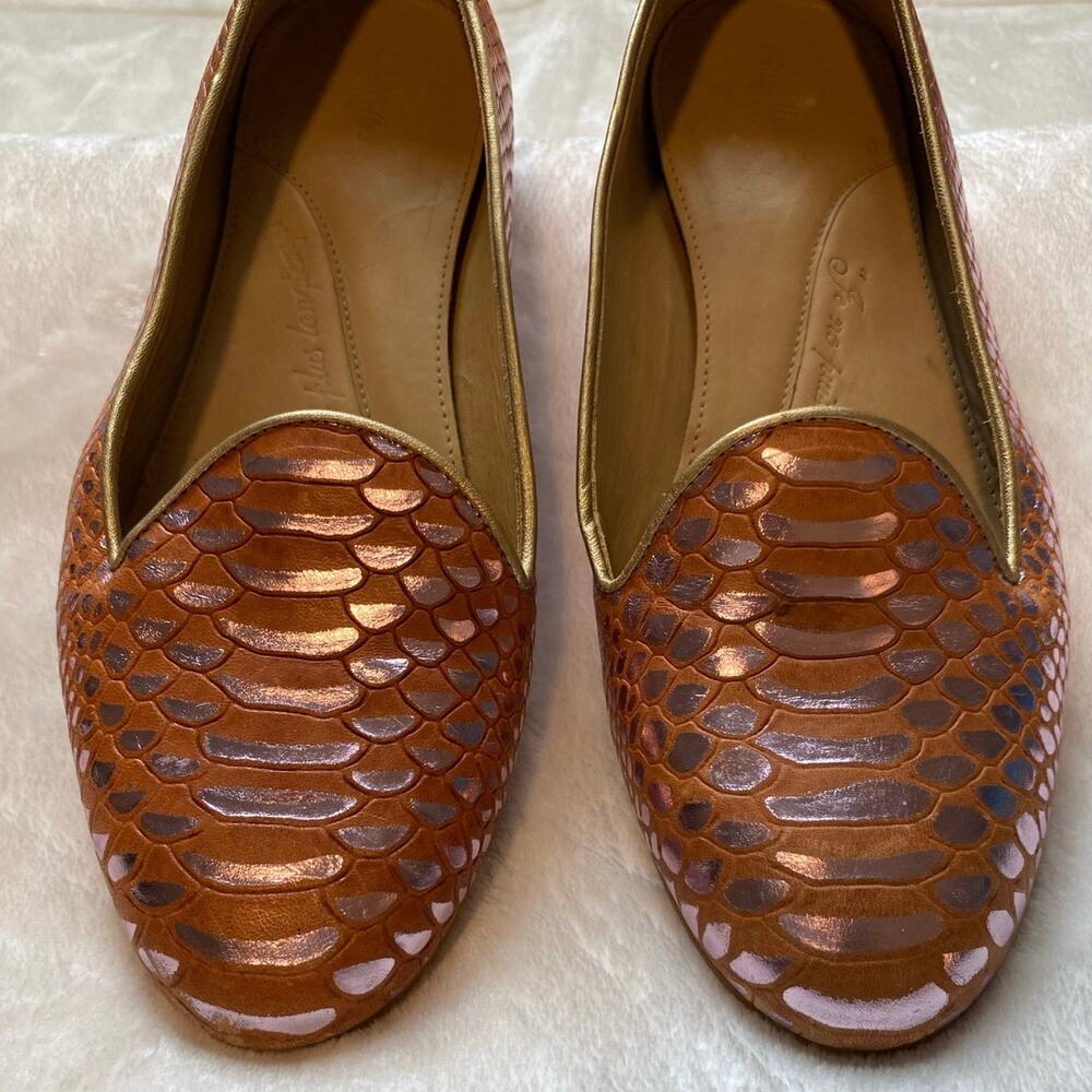 Chatelles Paris Slippers Flats Loafers Shoes EU 40 Pink Rose Gold Snakeskin EUC - Picture 3 of 10